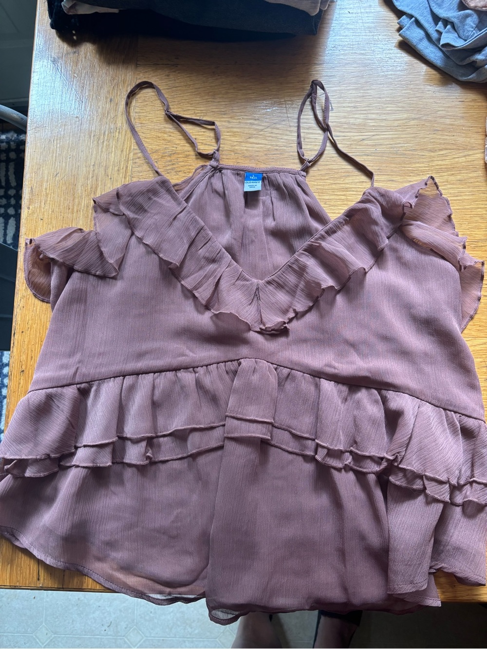 Old Navy Mauve Spaghetti Strap Ruffle Tank